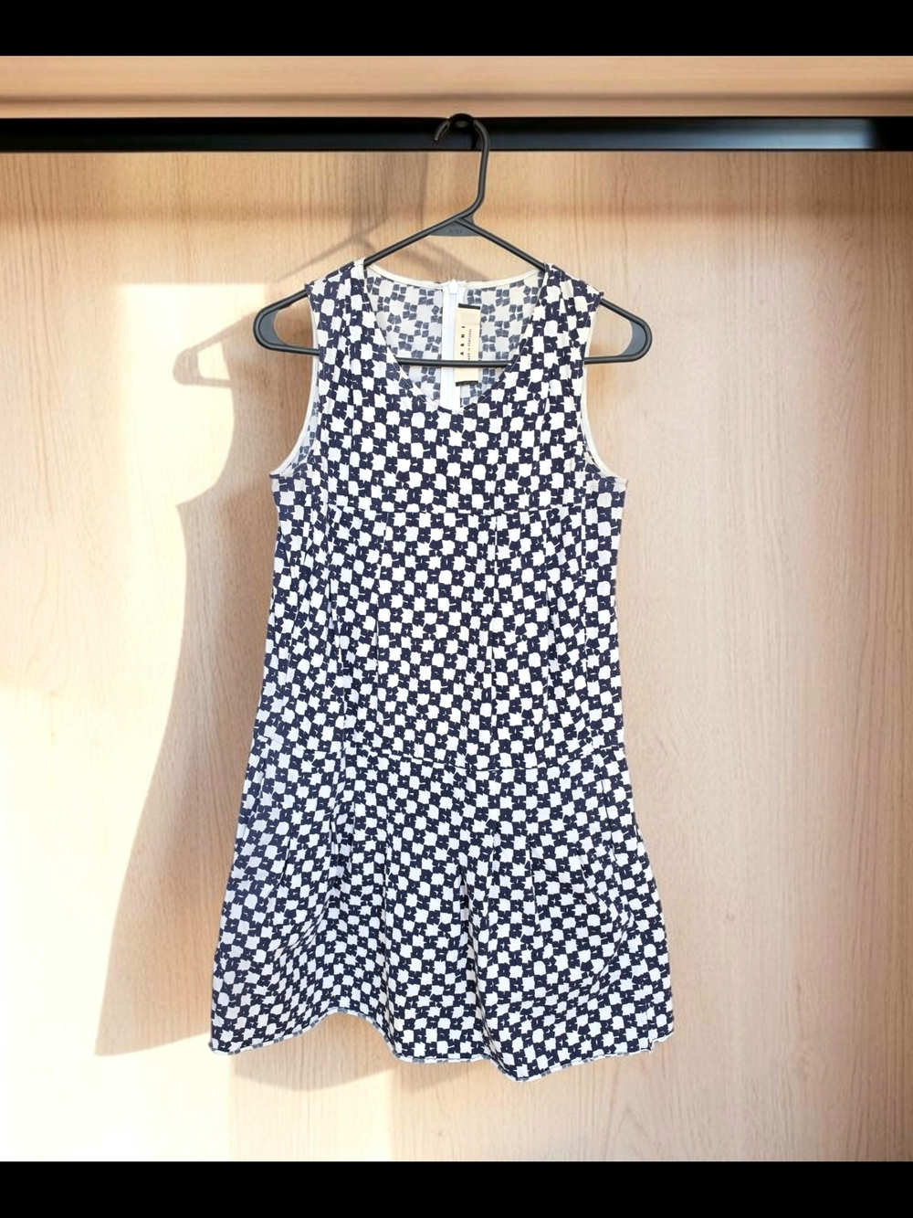 Marni Navy and White Checkerboard Sleeveless Mini Cotton Dress Size IT40 Small